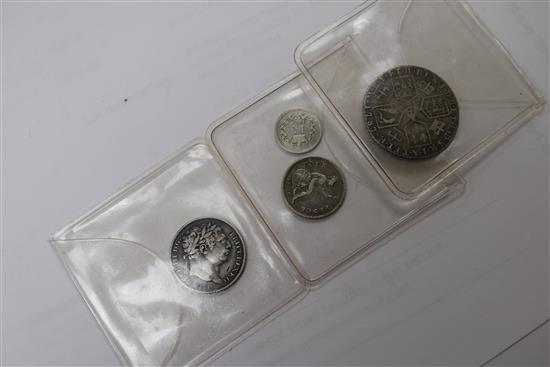 A quantity of Georgian silver coins, mainly shillings